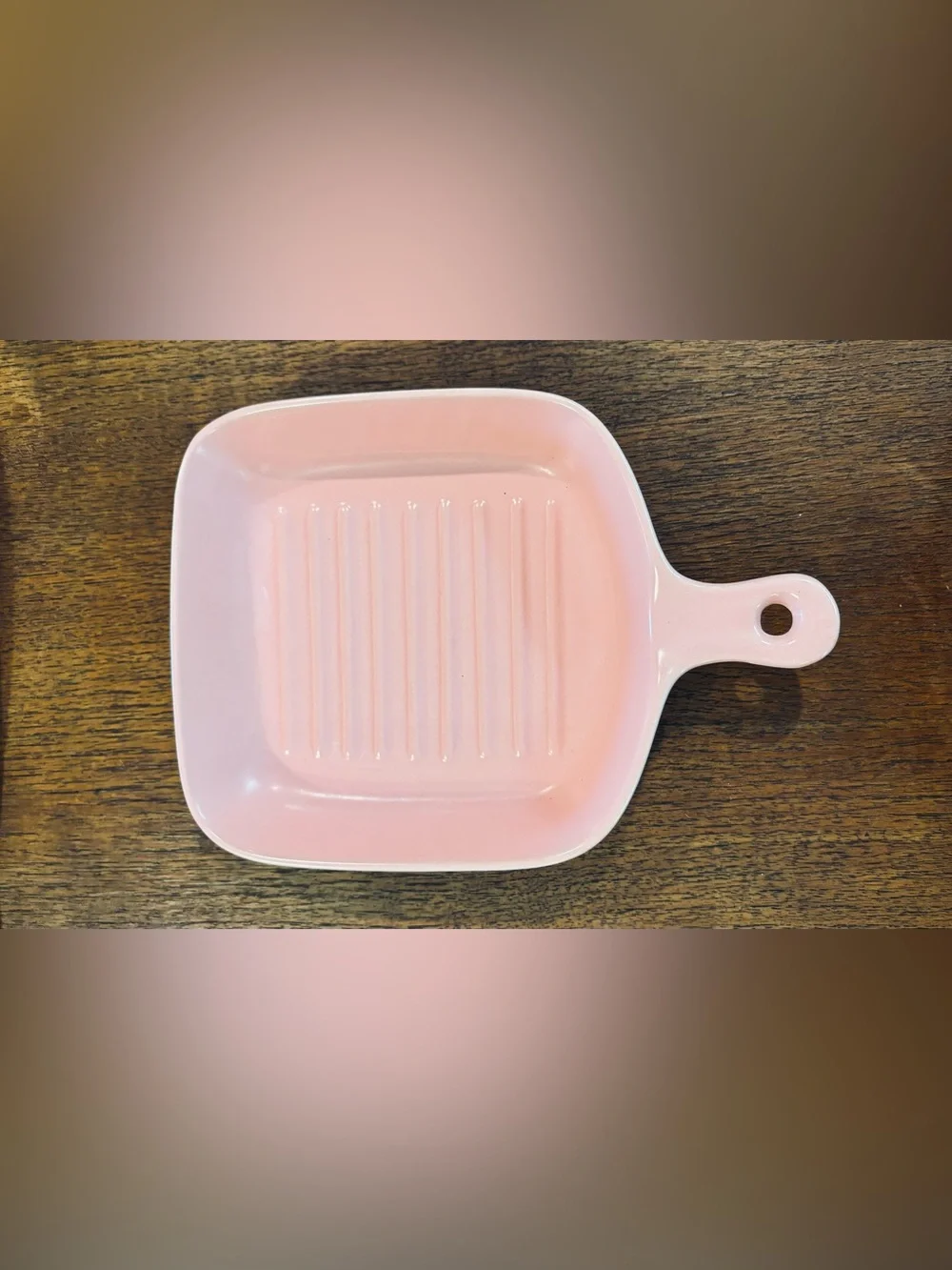 Pastel Pink Ceramic Griddle Plate, Cute Nordic Style Baking Tray with Handle